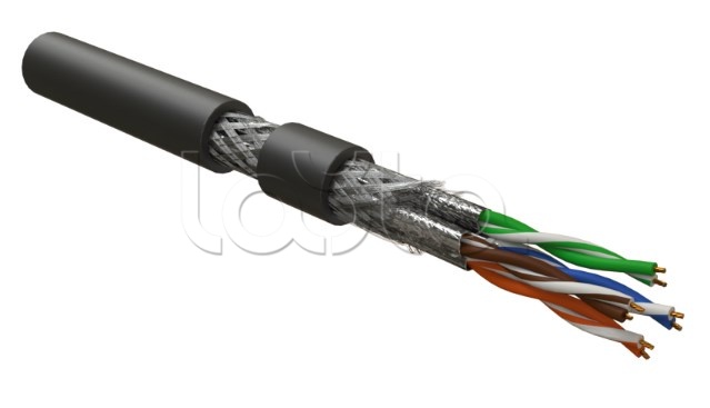 Кабель для сетей Industrial Ethernet, категория 6, 4x2x23 AWG, многопроволочные жилы (patch), S/FTP, SHF1, черный ISFTP4-C6-P23/7-SHF1-BK Hyperline (500 м)