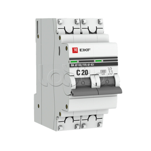 Автоматический выключатель 2P 20А (C) 6кА ВА 47-63 EKF PROxima (mcb4763-6-2-20C-pro)