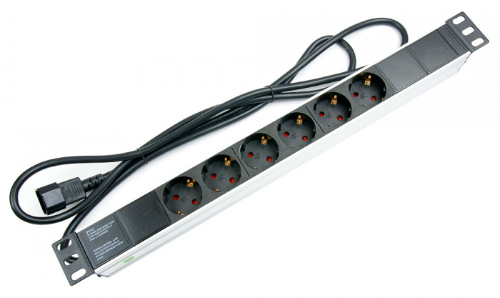 Блок на 6 розеток IEC 320 горизонтальный для 19' шкафов Cabeus PDU-6P-2IEC