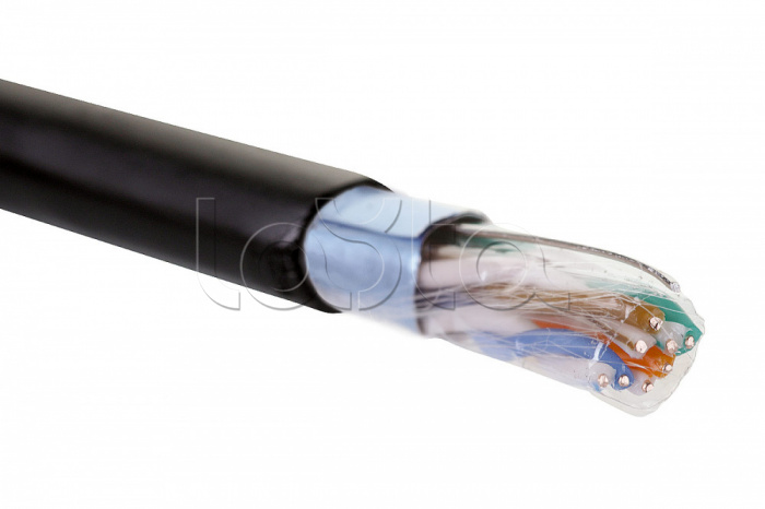 Кабель витая пара для структурированных систем связи LAN F/UTP 4x2x24AWG кат 5е, нг(A)-HF черный EuroLan 19C-F5-09BL-B305