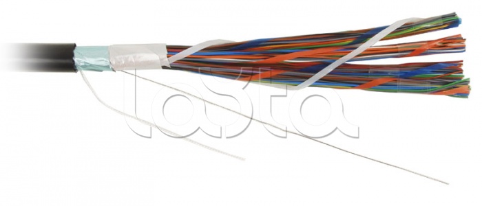 Кабель витая пара экранированный FTP (F/UTP), категория 3, 50 пар (24 AWG), одножильный (solid), для внешней прокладки, UV PE Hyperline FTP50-C3-SOLID-OUTDOOR (500 м)