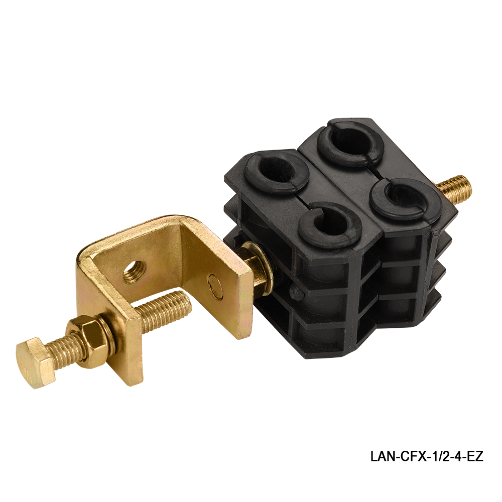 Комплект крепления для 4-х коаксиальных кабелей диаметром 3/8-1/2&quot;, со струбциной LANMASTER LAN-CFX-1/2-4-EZ