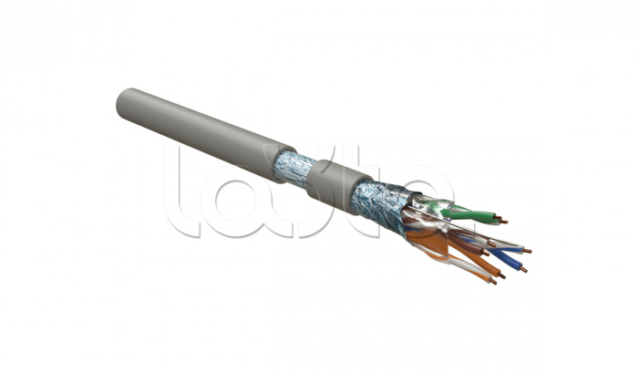 Кабель витая пара F/UTP, категория 5e, 4 пары (24 AWG), одножильный (solid), экран - фольга, LSZH, нг(С)-HF, –20°C – +75°C, серый FUTP4-C5E-S24-IN-LSZH-GY-305 Hyperline (305 м)