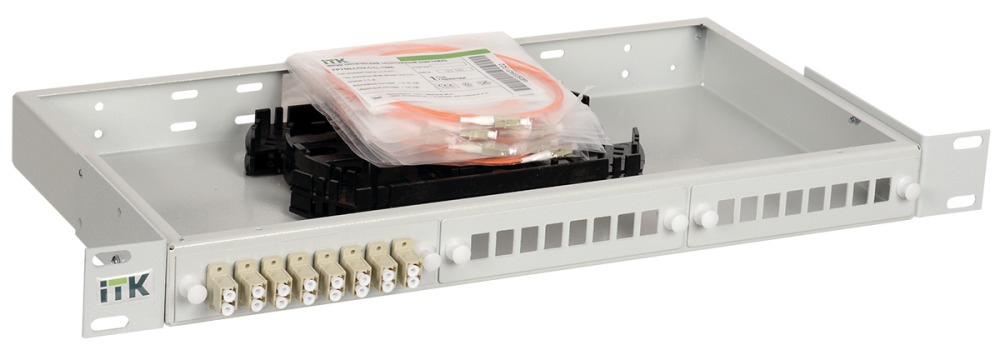 ITK 1U кросс укомплектованный: LC (duplex) 16шт; (OM2) (FOBX24-1U-16LCUD50)
