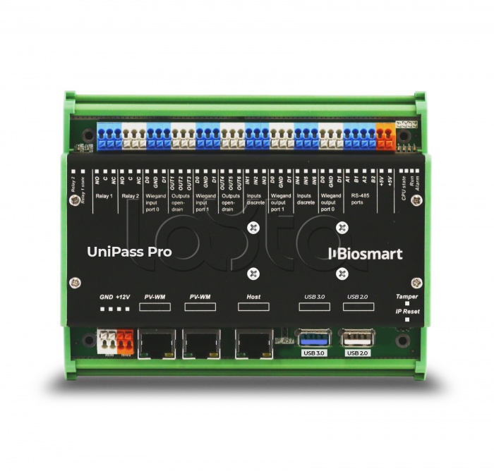 Контроллер управления доступом в бесконтактных СКУД и системах учета рабочего времени по венам ладони и RFID-картам  BioSmart UniPass Pro