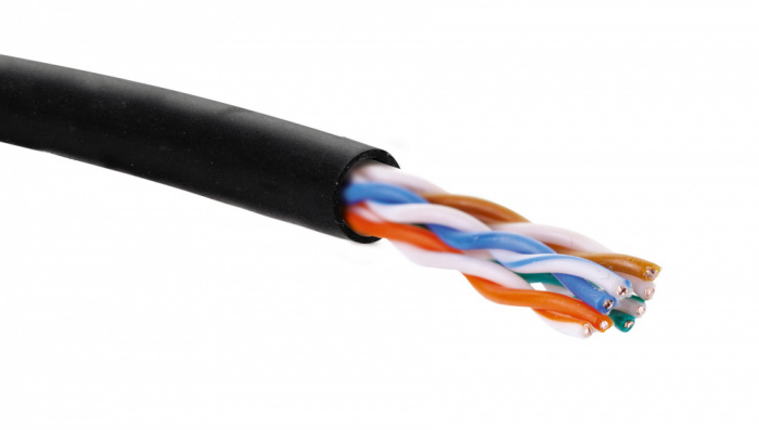Кабель категории 5e, U/UTP, 4 пары, 24 AWG, нг(A)-HF, внутренней прокладки, черный 305 м EuroLan (19C-U5-12BL-B305)