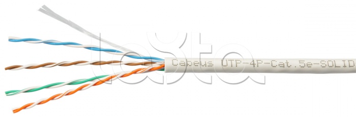 Кабель витая пара UTP (U/UTP), категория 5e, 4 пары 24AWG, одножильный, (305 м) Cabeus UTP-4P-Cat.5e-SOLID-GY