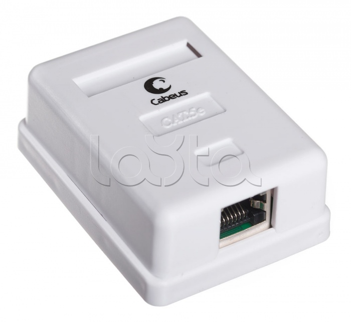 Розетка компьютерная RJ-45(8P8C), категория 5e, экранированная, одинарная, внешняя, Dual IDC(110&Krone type) Cabeus WS-8P8C-Cat.5e-SH-1