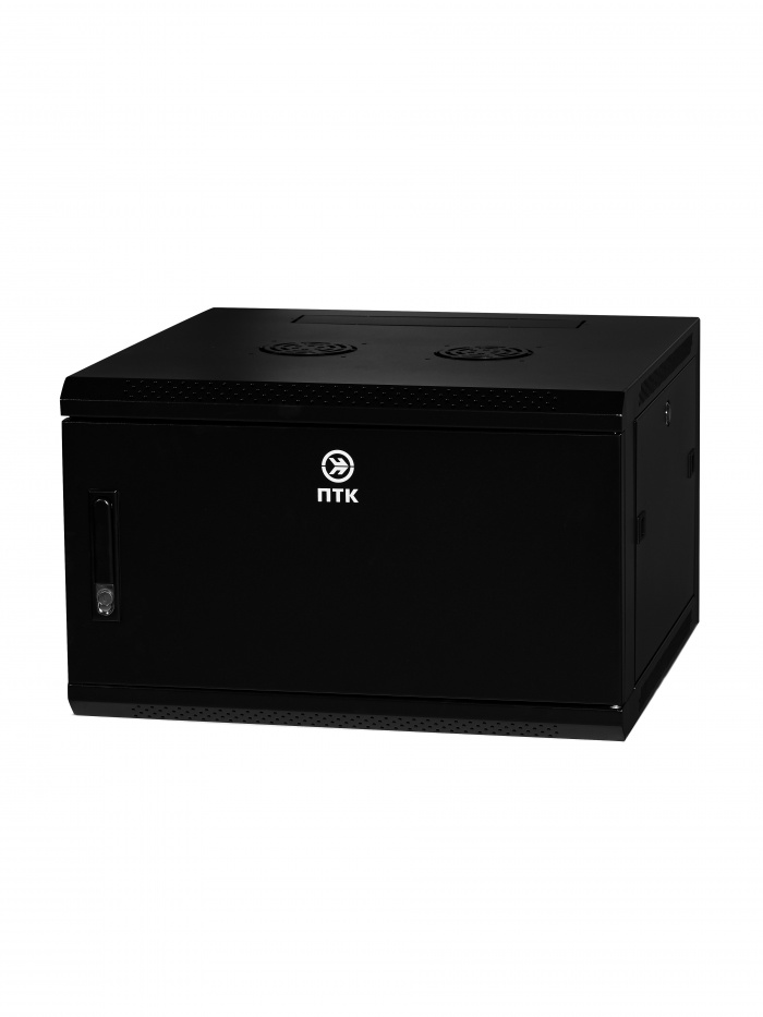 Пожтехкабель 204-002 Шкаф настенный 19-дюймовый (19&quot;), 6U, 367x600х600мм, стеклянная дверь с перфорацией по бокам, ручка с замком