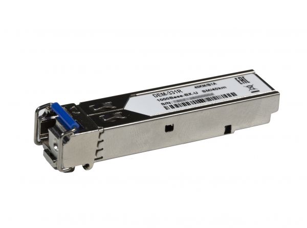 WDM SFP-трансивер с 1 портом 1000Base-BX-U (Tx:1310 нм, Rx:1550 нм) для одномодового оптического кабеля (до 40 км) D-Link 331R/40KM/B1A