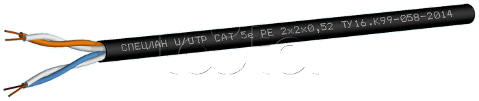 Кабель симметричный, для локальных компьютерных сетей, одиночной прокладки на открытом воздухе LAN U/UTP 2x2x0.52 Cat.5e PE (СПЕЦЛАН U/UTP Cat 5e PE 2x2x0.52) Спецкабель