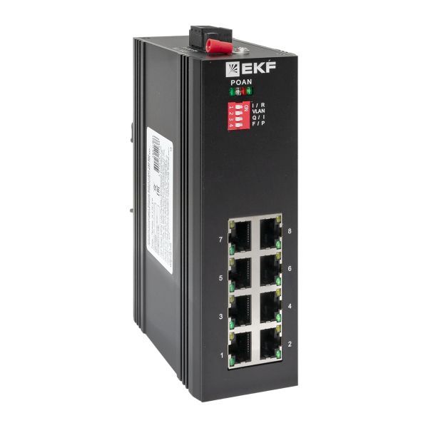 Промышленный неуправляемый коммутатор U-8GT, 8 портов 10/100/1000Base-T(X) RJ45, монтаж на динрейку TSX EKF TSX-U-8GT