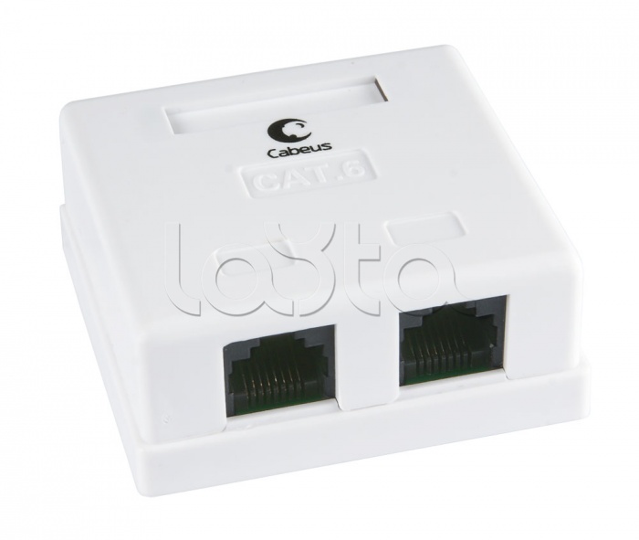 Розетка компьютерная RJ-45(8P8C), категория 6, двойная, внешняя, Krone type Cabeus WS-8P8C-Cat.6-2