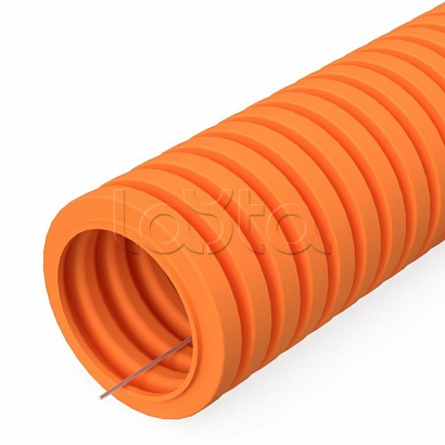 Труба гофрированная ПВХ легкая 350 Н оранжевая с/з d20 мм (100 м/4800 м уп/пал) Промрукав (PR01.0131)