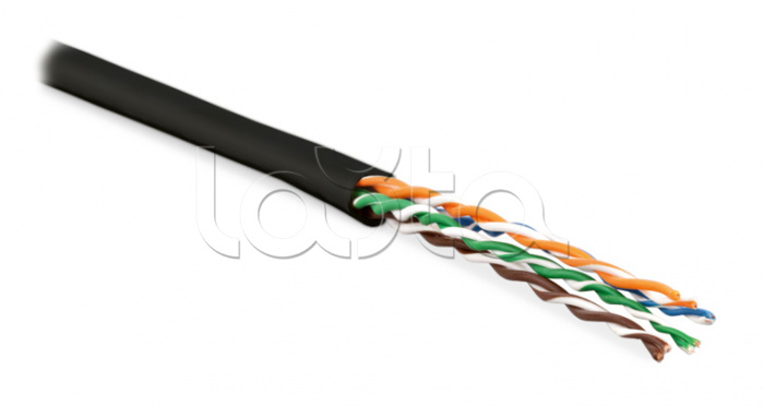 Кабель витая пара, неэкранированная U/UTP, категория 6, 4 пары (24 AWG), многожильный (patсh), без разделителя, PVC, нг(А)-HF, –5°C–+60°C, черный UUTP4-C6-P24-NCR-IN-PVC-BK-100 Hyperline (100 м)