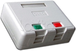 Коробка настенная на 2 кейстоуна, с защитными шторками, белая LANMASTER LAN-SA2/S-WH