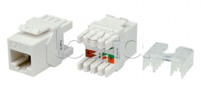 Вставка Keystone Jack RJ-45(8P8C) Hyperline KJ8-8P8C-C6-180-WH