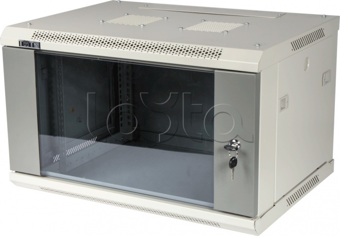 Шкаф настенный серии Pro, 27U 600x800, стеклянная дверь, серый TWT TWT-CBWPG-27U-6x8-GY