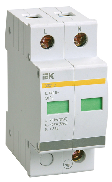 Ограничитель импульсных перенапряжений IEK ОПС1-D 2P (MOP20-2-D)