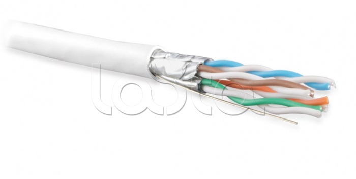 Кабель витая пара U/FTP, категория 6a (10GBE), 4 пары (23AWG), одножильный (solid), каждая пара в экране, без общего экрана, PVC, белый UFTP4-C6A-S23-IN-PVC-WH-500 Hyperline (500 м)