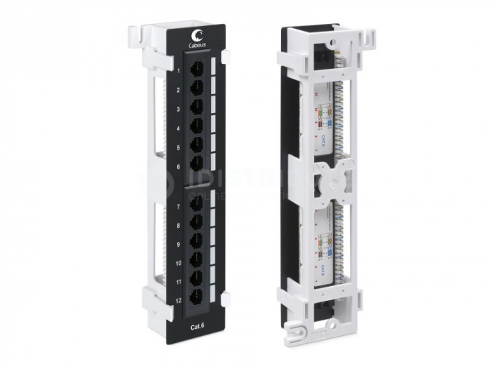 Патч-панель настенная, 12 портов RJ-45, категория 5E, Dual IDC с подставкой, черная