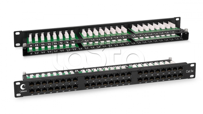 Патч-панель 19&quot;, 1U, 48 портов RJ-45 Cabeus PLHD-48-CAT.5E-DUAL IDC-1U