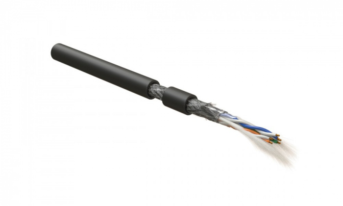 Кабель RS-485, экранированный SF/UTP, 3х2х0,61мм, PVC , черн Hyperline (RS-SF-3x2x24/7-PVC-BK-500)