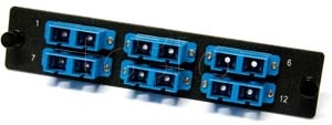 Панель для FO-19BX с 6 SC (duplex) адаптерами, 12 волокон, одномодовые, адаптеры синего цвета Hyperline FO-FPM-W120H32-6DSC-BL