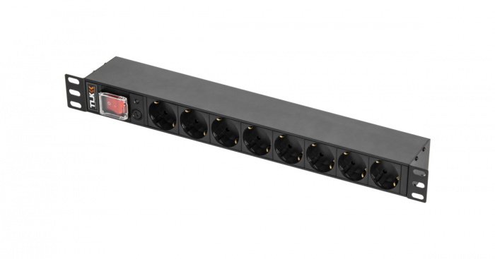 Блок электрических розеток 19&quot; TLK TLK-RSC08-MTF-01-BK