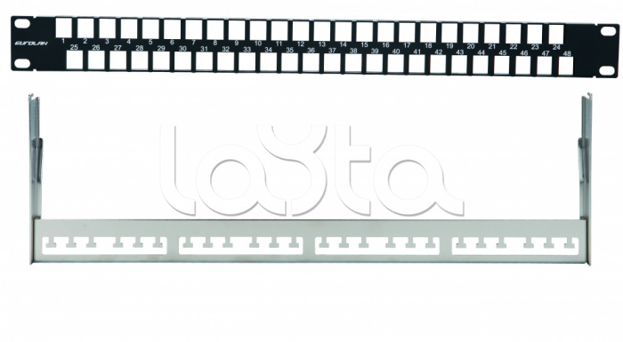 Наборная коммутационная панель 19”, 1U, 48 портов UTP/FTP Eurolan (27F-00-48BL)