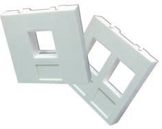 Вставка 45x45 на 2 кейстоуна, со шторками, маркировкой и иконками, белая LANMASTER LAN-SIP-24М-WH