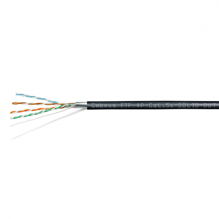 Кабель LAN FTP (F/UTP), кат. 5e, 4x2x24 AWG, LSZH-UV Cabeus FTP-4P-Cat.5e-SOLID-OUT-LSZH-UV (305 м)