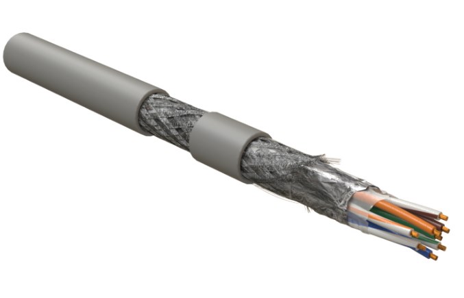 Кабель для сетей Industrial Ethernet, категория 5e, 4x2x26 AWG (7х0.16 мм), многопроволочные жилы (patch), SF/UTP, PU, серый ISFUTP4-C5E-P26/7-PU-GY Hyperline (500 м)