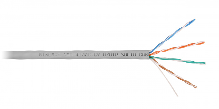 LAN U/UTP  4x2x24AWG (0,51мм) Кат.5e (Класс D) полимерн материал нг(А)-HF серый (305м) NIKOMAX (NMC 4100C-GY)