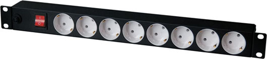 Блок розеток 1U, 8 розеток Schuko с фильтром TLK TLK-RS08MF1-BK