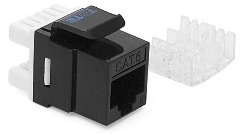 Вставка Keystone RJ-45, категория 6, черная, 180 градусов TWT-OK45UTP/6-BK
