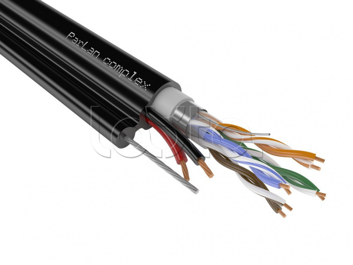 Комбинированный кабель парной скрутки для СКС и IP-сетей ParLan complex F/UTP4 Cat5e PVC/PEtr 2x1,50 Паритет