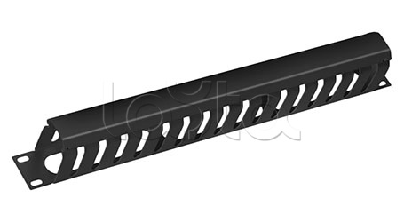 Органайзер кабельный 19&quot; 1U с крышкой, металлический (черный) Cabeus JB07-1U-BK