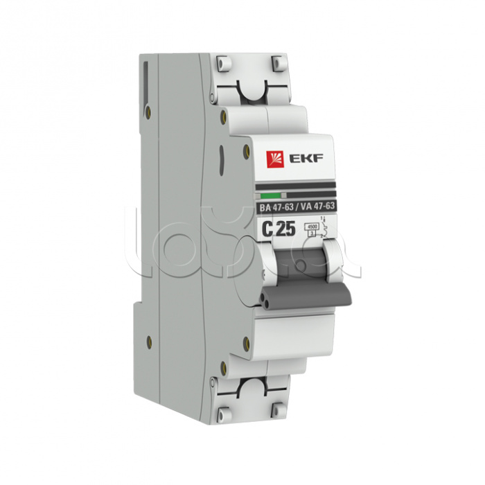 Автоматический выключатель 1P 25А (C) 4,5kA ВА 47-63 EKF PROxima (mcb4763-1-25C-pro)
