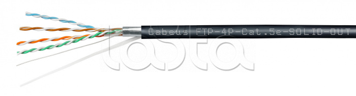 Кабель LAN F/UTP 4x2x24AWG кат.5е LSZH-UV (305 м) Cabeus (FTP-4P-Cat.5e-SOLID-OUT-LSZH-UV)