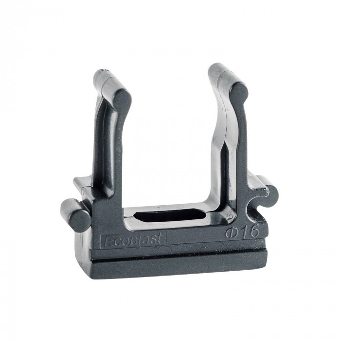 CF16G Держатель (клипса), без галогена, для труб D16мм, цвет чёрный (50шт)Экопласт (41716-50HF-BL)