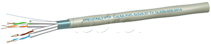 Кабель симметричный, для локальных компьютерных сетей, одиночной прокладки LAN F/FTP 4x2x0.48 кат.7а PVC (СПЕЦЛАН F/FTP Cat 7A PVC 4x2x0.48) Спецкабель