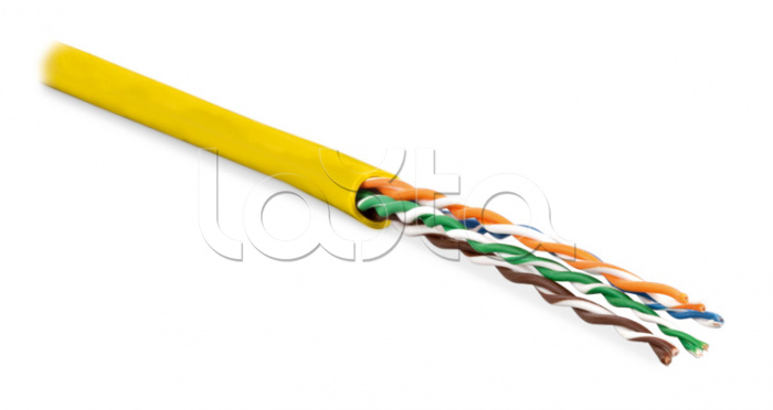 Кабель витая пара, неэкранированная U/UTP, категория 6, 4 пары (24 AWG), многожильный (patсh), без разделителя, PVC, нг(А)-HF, –5°C–+60°C, желтый UUTP4-C6-P24-NCR-IN-PVC-YL-100 Hyperline (100 м)