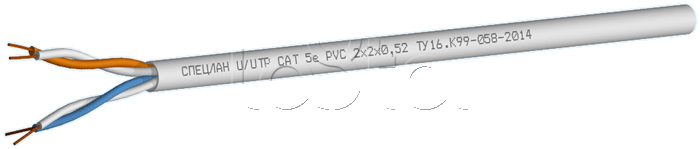 Кабель симметричный для локальных компьютерных сетей одиночной прокладки LAN U/UTP 1x2x0.52 Cat.5e PVC (СПЕЦЛАН U/UTP Cat 5e PVC 1x2x0.52) Спецкабель