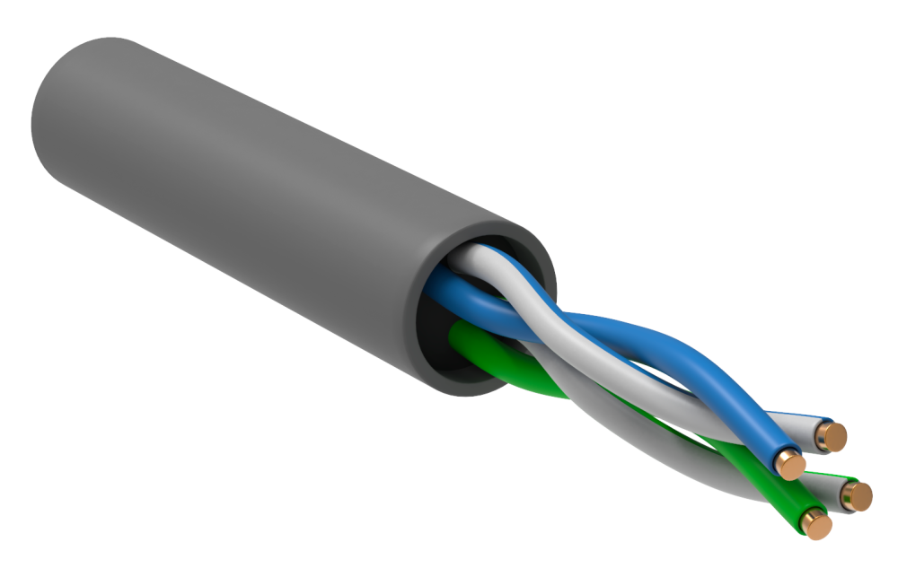 ITK Витая пара U/UTP кат. 5E 2х2х24AWG solid PVC серый (305м) РФ LC1-C5E02-111-S-R