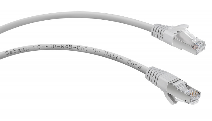 Патч-корд FTP, категория 5e, 1.5 м, экранированный, серый Cabeus PC-FTP-RJ45-Cat.5e-1.5m