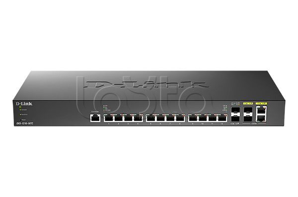 Настраиваемый L2+ коммутатор с 12 портами 10GBase-T, 2 портами 10GBase-X SFP+ и 2 комбо-портами 10GBase-T/SFP+ D-Link DXS-1210-16TC/B1A