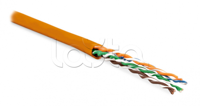 Кабель витая пара, неэкранированная U/UTP, категория 6, 4 пары (24 AWG), многожильный (patсh), без разделителя, PVC, нг(А)-HF, –5°C–+60°C, оранжевый UUTP4-C6-P24-NCR-IN-PVC-OR-100 Hyperline (100 м)