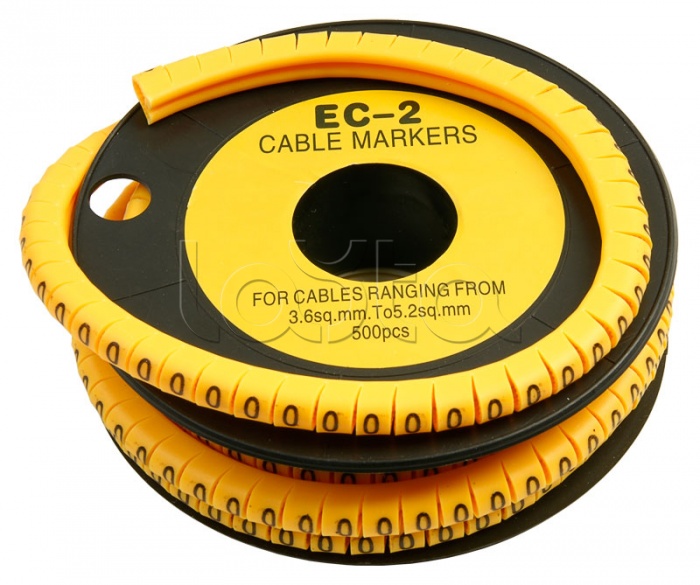 Маркер для кабеля (d7,4 мм, цифра 0) Cabeus ЕC-2-0 (500 шт/уп)