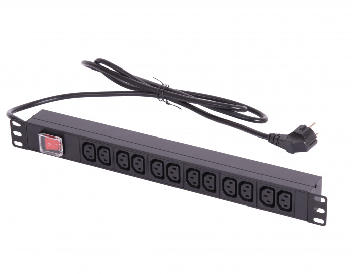 Блок электрических розеток 19&quot; TLK TLK-RSA12-MTF-01-BK